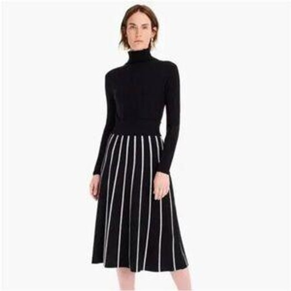 J Crew 365 Womens Black White‎ Striped Knit A-Line Midi Skirt Small